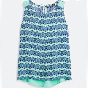 Papermoon Stirchfix Holburn Keyhole Teal and Blue Chevron Tank Top Size Small